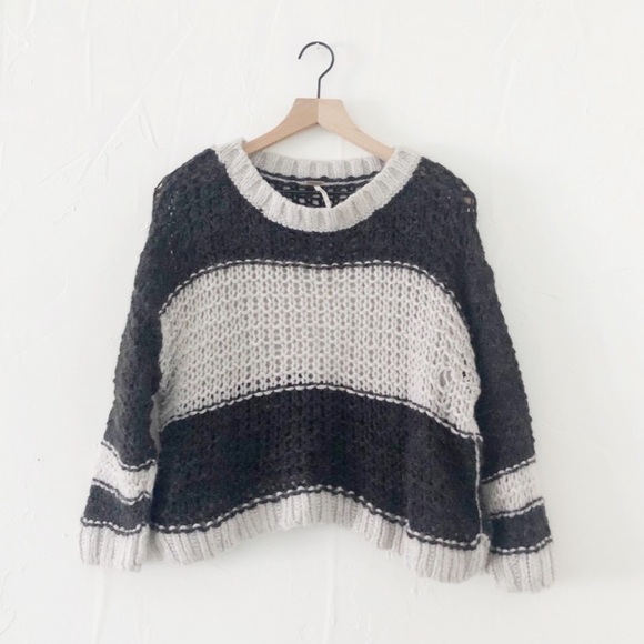 Free People Sweaters - Free People Gray/Cream Knit Sweater Size XS